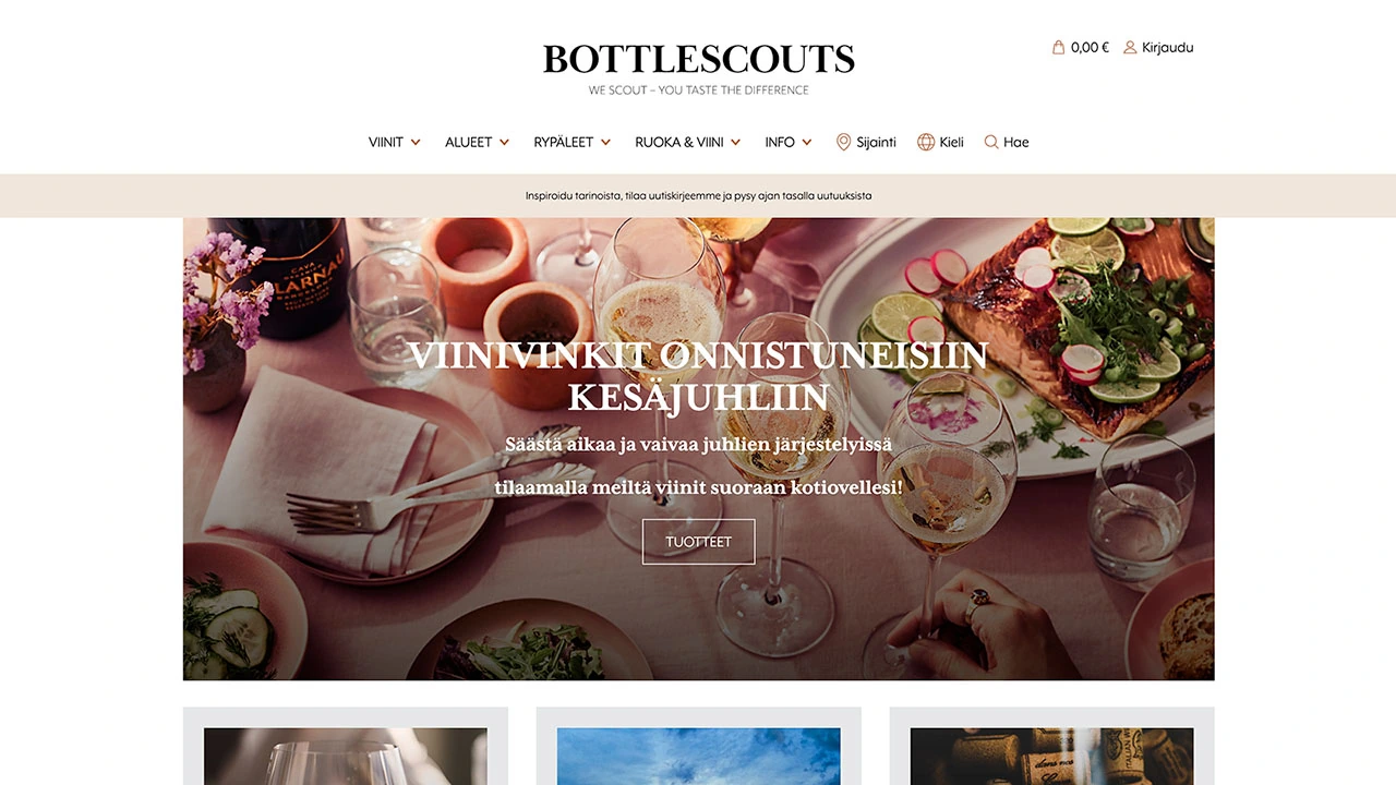Screenshot of bottlescouts.fi homepage