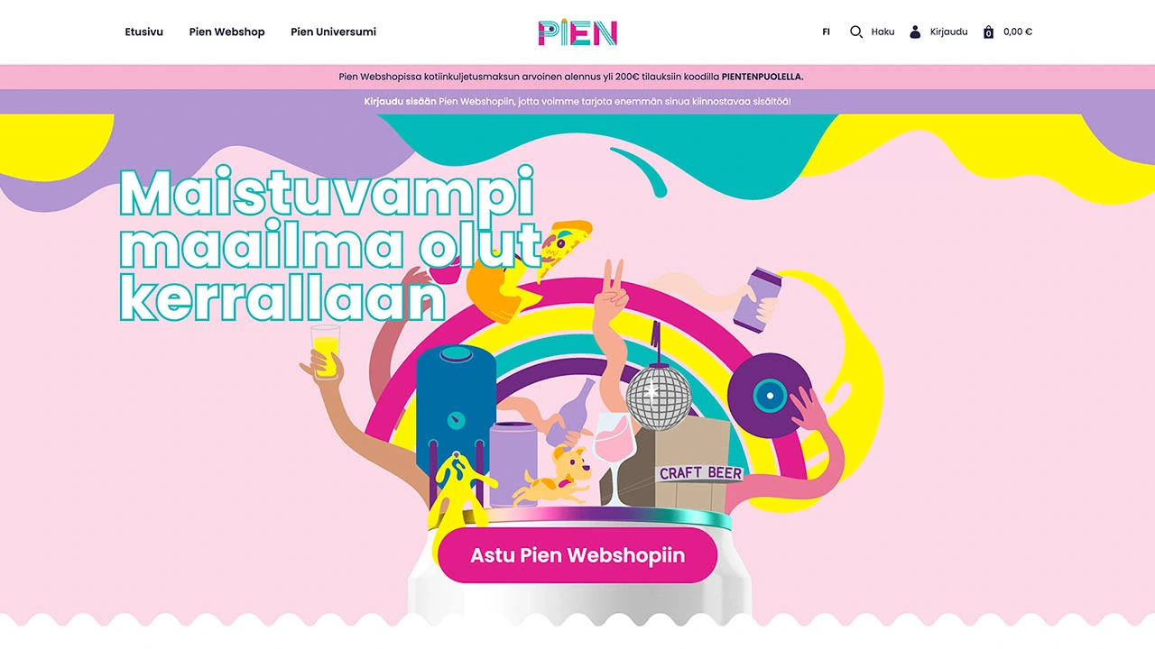 Screenshot of pien.fi homepage