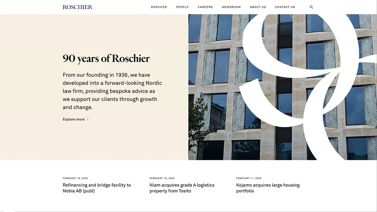 Screenshot of roschier.com homepage